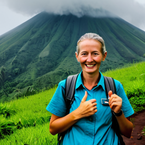 **

"A professional female tourist, fully clothed in modest hiking attire, trekking through the Volcanoes National Park in Rwanda. Lush green vegetation, mist in the background, perfect anatomy, natural proportions, well-formed hands, proper finger count. Safe for work, appropriate content, professional, family-friendly, high quality."

**