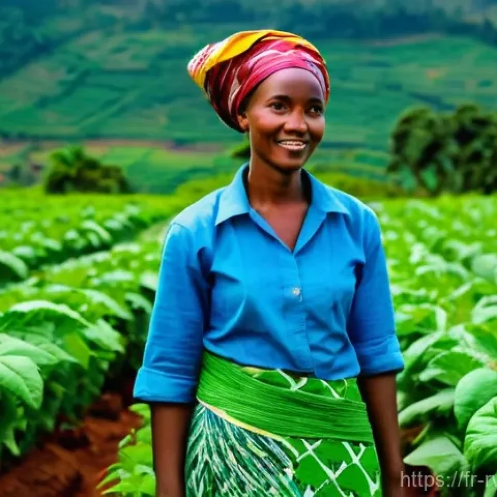 르완다에서의 유기농 제품 소비 - **Prompt:** A vibrant and lush organic farm nestled in the rolling green hills of Rwanda. A Rwandan ...