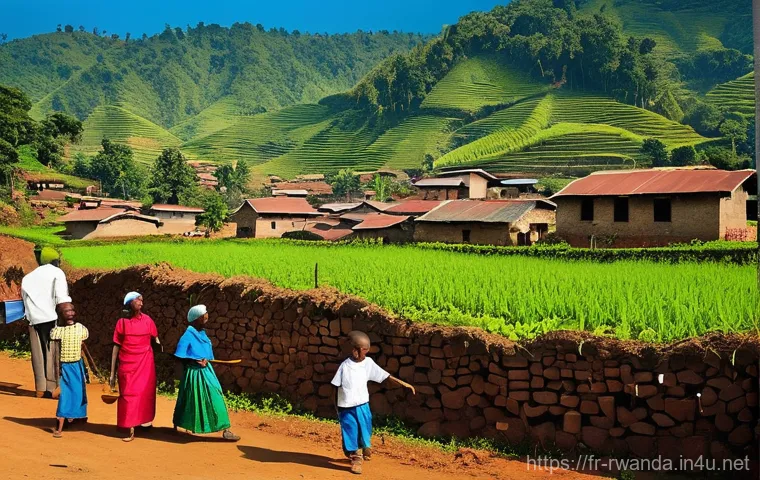 르완다에서의 지역 커뮤니티 경험 - **Prompt 1: Rwandan Community Spirit - Umuganda Day**
    A vibrant, sunlit outdoor scene in a rural...