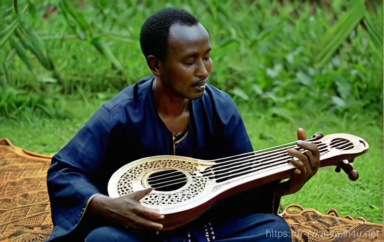 르완다의 전통 음악 공연 - **Prompt for Ingoma (Royal Drums):**
    "A powerful and majestic scene featuring a group of Rwandan...