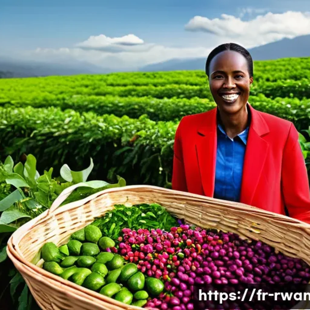 르완다 농산물 수출 - **Prompt:** A vibrant and dynamic scene capturing the essence of Rwanda's diverse agricultural expor...
