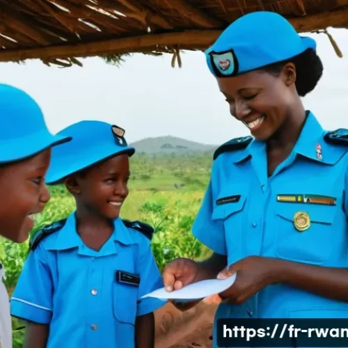 르완다와 유엔 평화 활동 - **"A vibrant and hopeful scene depicting Rwandan UN peacekeepers (both male and female) in their dis...