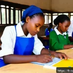 르완다에서의 일자리 창출 - A vibrant vocational training center in Rwanda, featuring diverse young adults engaged in hands-on l...